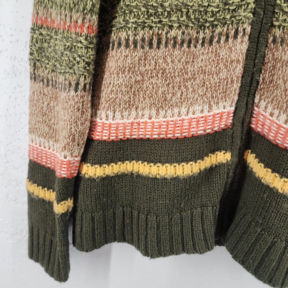 Christopher & Banks Green Striped Wool Blend Full Cardigan Sweater Grandmacore - Picture 3 of 6